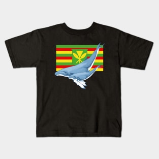 Humpback whales with Hawaiian Kanaka Maoli flag Kids T-Shirt